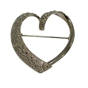 Vintage Silver Heart Brooch Marcasite Symbol Of Love And Affection